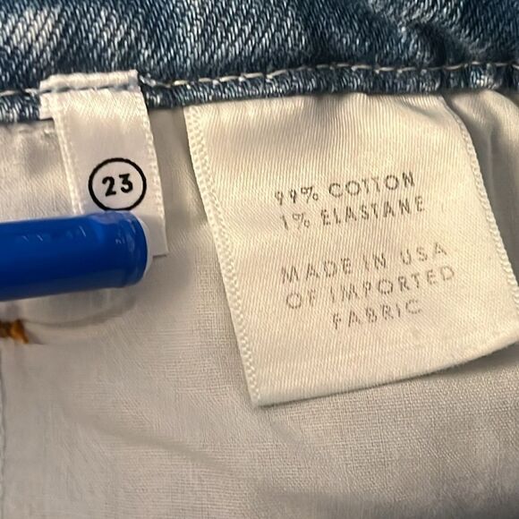 GRLFRND shorts Sz 23 Brynn Tie-Waist Denim Hi Waist Blue Button Fly‎ 70s NWOT - Picture 10 of 10